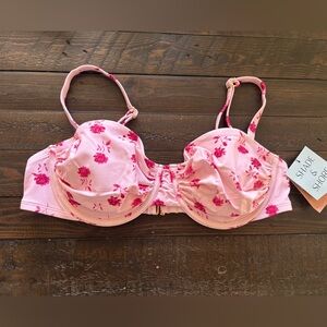 Shade & Shore 36C Bikini Top Floral Balconette Underwire NWT